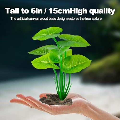 6 Pcs Aquarium Plants Fish Tank Decor，Artificial Driftwood with Textured Base Fish Tank Accessories Reptiles Plants Driftwood