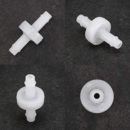 Mudder 4 Packs 1/4 Inch Check Valve, 6mm PVDF Plastic Wear-resistant One Way Check Valve for Fuel Gas Water Air