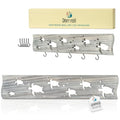 Driftwood Wall Art & DIY Key Holder – Handmade Coastal Home Decor – 17.5" Genuine Weathered Wood Plank with 5 Removable Hooks for Keys, Leashes, and Jewelry – Nautical Beach House Wall Hanging (Turtle March) - style: Turtle March