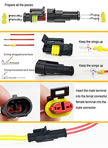800Pcs 50 Sets Waterproof Automotive Electrical Wire Connectors Plug Kit 1/2/3/4/5/6 Pin Waterproof Connectors with Ratchet Crimping Tool - color: 800pcs With Crimper