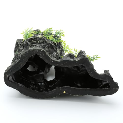 Aquarium Decorations Large Mountain View Stone Ornaments, Fish Tank Decorations Extra Large and Tall Aquarium Decor for Fish Tank Hideout Tree House Rock Cave for Small Fish Betta Hideaway Cave