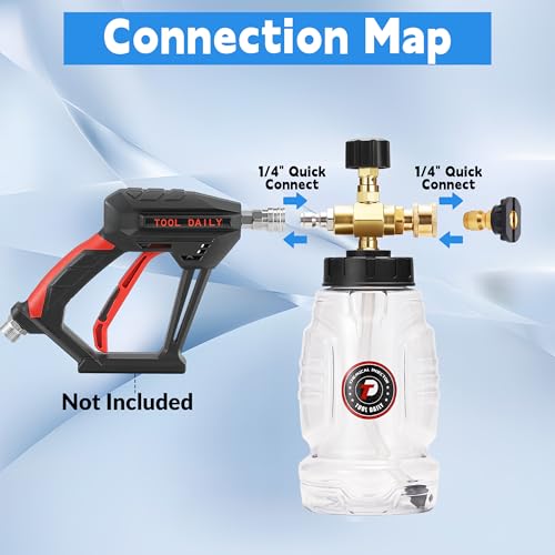 Tool Daily Chemical Injector for Pressure Washer, Adjustable Chemical Injector Bottle with Straw, Black Soap Nozzle, 1/4” Quick Connect, 3600 PSI - style: Chemical Injector
