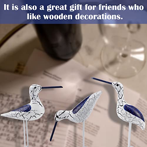 FERCAISH Wooden Seabird Figurine Ornament, New Nautical Style Sea Bird Table Top Ornament for Bedroom, Living Room,Restaurant Decoration, Desktop Decor DIY Craft(3 Pcs)