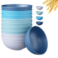 Quatish 10 PCS Unbreakable Cereal Bowls,Dishwasher & Microwave Safe Wheat Straw Bowls, Easy-to-Clean Lightweight Desserts & Soup Bowl, Portable for Picnics ，Snack Plastic Bowls Set，Blue - color: Blue
