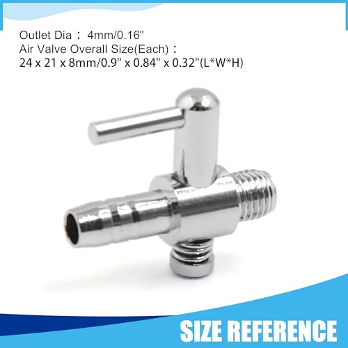 Air Pump Control Valve, Stainless Steel Single Way Air Valve Distributor for Aquarium Pump, 0.9x 0.84x 0.32inch (Silver Tone 6pcs)