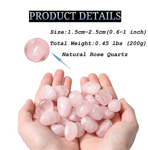 DUQGUHO Rose Quartz Healing Crystals Stones Set Natural Bulk Crystals Tumbled Polished Irregular Crystal Stones Bulk Rocks 0.45 lbs - color: 02 Rose Quartz