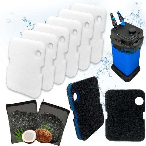 PurifyLogix Replacement Canister Filter Pads for Cascade 700/1000 CCF2UL/CCF3UL Generic Aquarium Floss Media, 2 Upgraded Activated Carbon-Coarse-Activated Carbon Filter Pads and 6 White Floss (8)