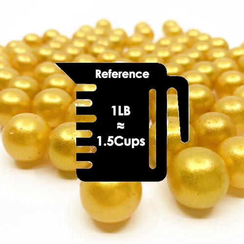 CYS EXCEL Gold Glass Marble Gemstone Vase Filler (5 LBS) | Multiple Color Choices Aquarium Glass Round Marble Beads | Decorative Mosaic Glass Gem Pebbles - color: Gold, size: 5 LBS