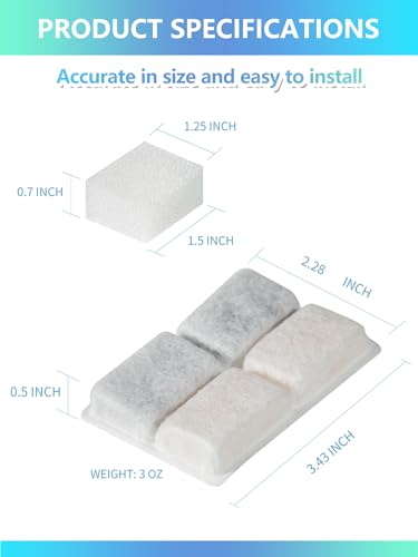 Cat Water Fountain Filters Replacement Compatible with 67oz/2L Pet Water Fountain with LED Light, Filters for Cat Dog Indoor with Pre-Filter Foam Sponges(6+6 Packs)