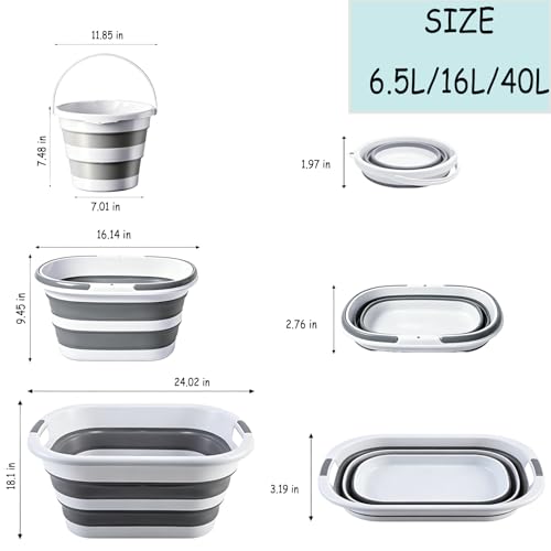 40L(10.5Gallon) Large Collapsible Bucket, Extra Large Foldable Water Tub with Handle, Heavy Duty Portable Storage Basin for Household Cleaning, Laundry, Gardening, Car Washing & Outdoor Camping - size: Large