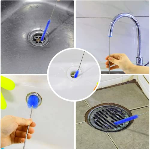 72" Drain Auger Clog Remover Tool & Pipe Brush, Black | Flexible plumbing snake & double ended nylon cleaning brush. Perfect for bathroom sink, shower, bathtub, and kitchen drains.