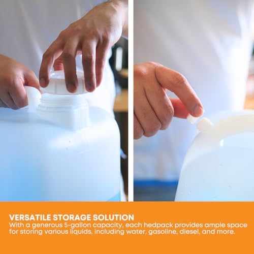 FastRack 6 Gallon Hedpak Water Container with Screw Cap | Single BPA-Free Food-Grade HDPE Jug | Leak-Resistant | White | For Brewing, Fermentation & Water Storage - size: 1 Pack - 6 Gallon