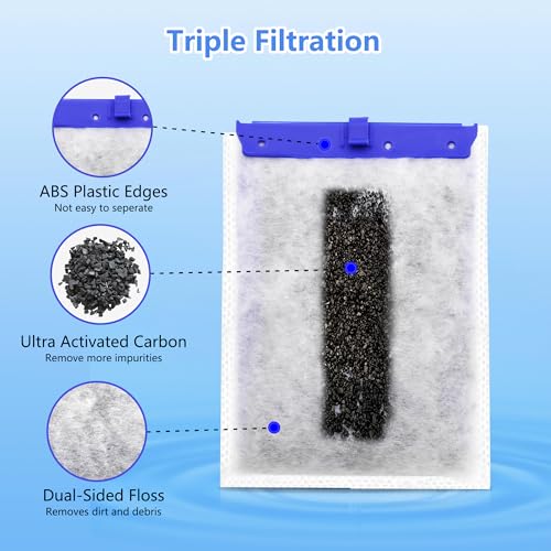 60 Pack Large Aquarium Filter Cartridges Compatible with Whisper Bag Filter Fits Models 20i, 40i/IQ20, 30, 45, 60/PF20, 30, 40, 60