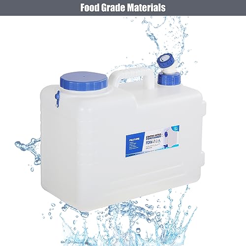 REDCAMP 3.9 Gallon/15L Portable Water Container with Spigot,Large Water Tank,Camping Water Container,Portable Emergency Water Storage for Camping,Car,Hiking, White - color: White, size: 507.2 Ounces