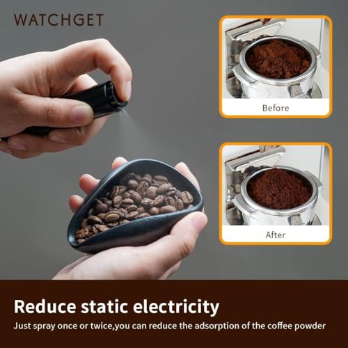 watchget Coffee Bean Dosing Cup & RDT Spray Bottle Kit for Espresso Bar, Static Reduction Ceramic Single Dose Tray for Brewing/Tea, Barista Accessories Set, Black - color: Black