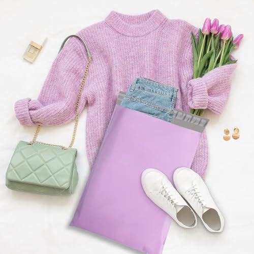 Fuxury Poly Mailers 10x13 Inch 500pc, Sturdy Shipping Bags for Clothes Bulk, Self Adhesive Mailing Shipping Envelopes, Waterproof Mailers Poly Bags, Colorful Packaging Bags for Business, Light Purple - color: Light Purple, size: 10x13" 500pcs