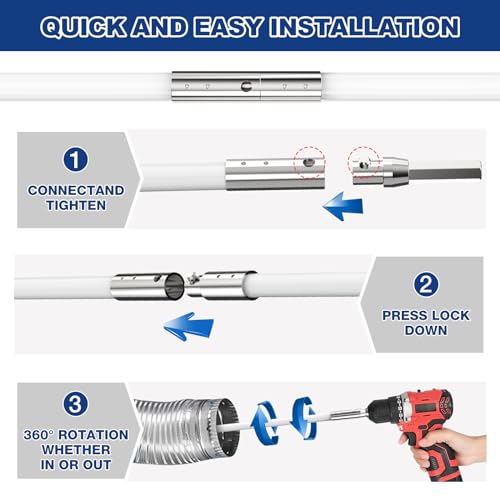 PetOde 35 Feet Dryer Vent Cleaner Kit, Lint Remover, Upgraded Flexible Quick-Snap Brush with Drill Attachment, Extends Up to 35 FEET for Easy Cleaning, Cleaning Tools Use with/Without a Power Drill - size: 35FEET
