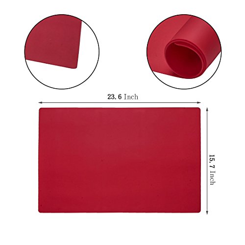 23.6'' by 15.7''Flexible Silicone Placemat Non Slip Waterproof Heat Resistant Dinner Table Red 1 PCS - color: Red-1 Pcs