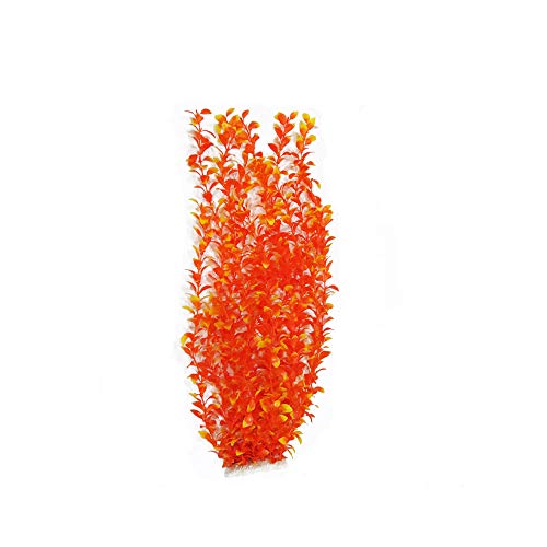 Norgail Large Freshwater Aquarium Plastic Plants Artificial Plant for Fish Tank Decoration Ornaments 25.5 Inches Tall Orange 1Pcs - color: Orange