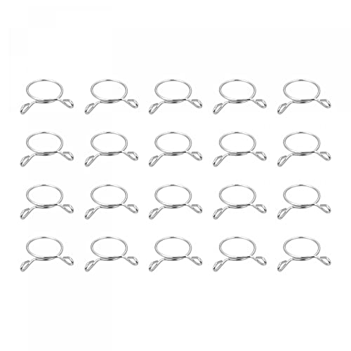 uxcell Fuel Line Hose Clips, 20pcs 23mm ID Fit 24.5-25mm OD Hose 304 Stainless Steel Water Pipe Air Tubing Spring Hose Clamps for Motorcycle Scooter - size: 23mm