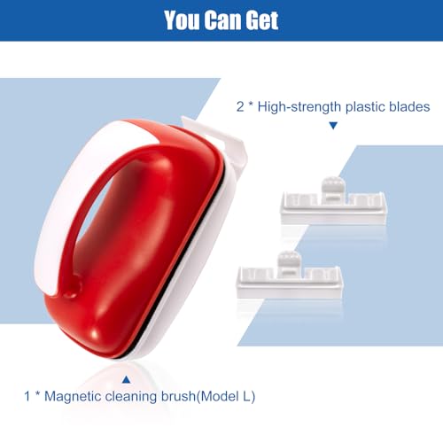 Small Aquarium Cleaning Tool Fish Tank Strong Magnetic Algae Scraper Glass Cleaner Floating Scrubber Brush with 2 Detachable Scrapers for Cleaning Debris and Algae (Size L) - size: L - 3/8" to 5/8" Glass Thickness