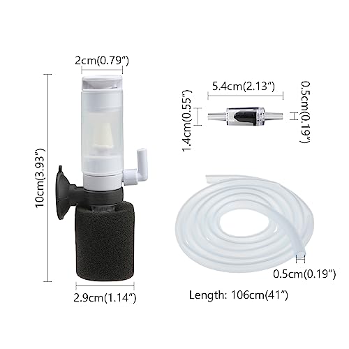 Senzeal Mini Sponge Fish Filter Quiet 3 in 1 Small Aquarium Air Pump Filter for Freshwater Saltwater Small Fish Tank with Check Valve 106cm Airline Tubing