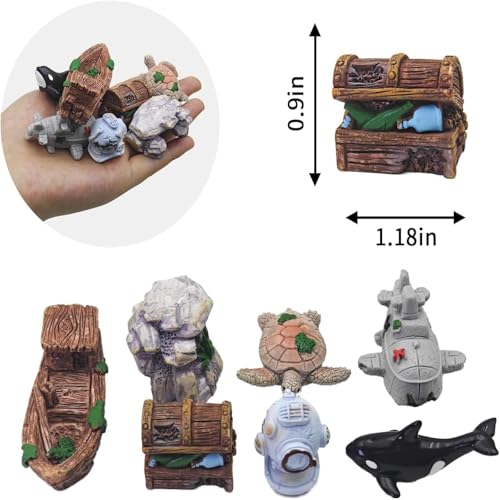 Fish Decorations For Tank,9 Pcs Small Fish Tank Decorations, Micro-Landscape Creative Simulation Whale Turtle Aquarium Fish Tank Underwater Landscaping Diy Decoration Accessories Mini Small Ornaments