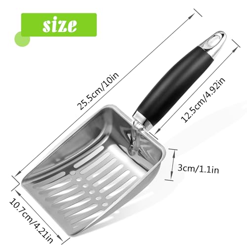Cat Litter Scoop -Stainless Steel Cat Litter Scoop-Sturdy Mesh Scooper - Upgrade Mesh Shovel-Easy to Clean - Suitable for Cat Litter Box -Black-More - color: Black-More, size: M