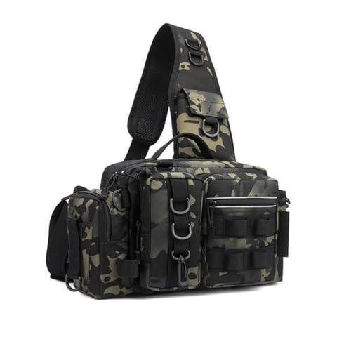 Tactical Fishing Backpack with Rod Holders,35L MOLLE Tackle Bag Water Resistant for Men and Women,Outdoor Gear Storage for Saltwater and Freshwater (Jungle Camouflage) - color: Jungle Camouflage