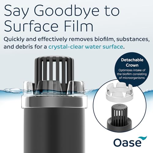 OASE CrystalSkim 600 Surface Skimmer for Freshwater and Marine Aquariums – Compact Internal Filter for Film Oil and Debris Removal, Quiet, Adjustable Flow, Shrimp-Safe, for Tanks up to 160 Gal / 600 L - size: Crystalskim 600
