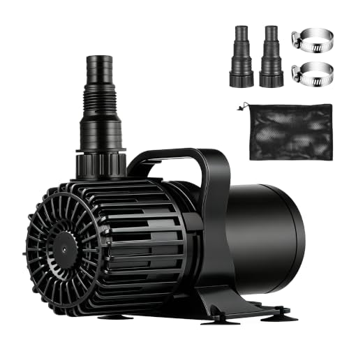 TONGCHANT Pond Pump for Fish Pond Fountain & Waterfall, 1600 GPH 14FT Lift | 100W submersible water pump, ultra quiet motor, 180° rotatable outlet, filter bag, 20FT cord, UL listed, black - size: 1600GPH-100W-Black