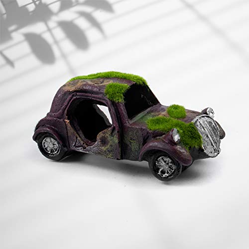 AUEAR, Aquarium Resin Car Ornament Truck Fish Tank Decorations Imitation Wreck Decor with Flocking Moss