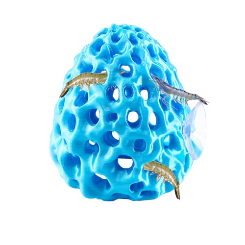 Shrimp Dome Hide, Shrimp Hides for Aquarium, Betta Fish Hideout with Suction Cup, Betta Habitat Tank Ornament Accessories, Aquarium Decor for Small Fish Guppy Hiding Resting (Blue) - color: Blue