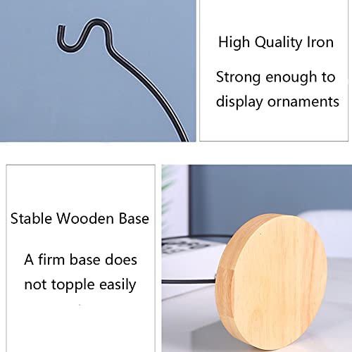 YY YEARCHY Ornament Display Stand Metal Stand Air Plant Stand Flower Pot Holder Iron Stand for Hanging Glass Globe Ball (Semicircle round wood) - color: Black, size: 11.5"x4.5"x4.5"