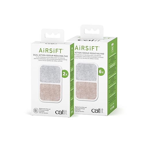 Catit Airsift Dual Action Air Purifier Pad, 2 Pack – Two Media Filter to Keep Litter Box Odors at Bay