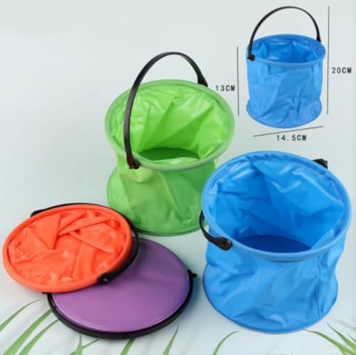 ASEANAO Collapsible Water Bucket, Collapsible Bucket with Handle, Collapsible Water Bucket for Camping,Outdoor,Fishing,Cleaning (Orange), 95556 - color: Orange