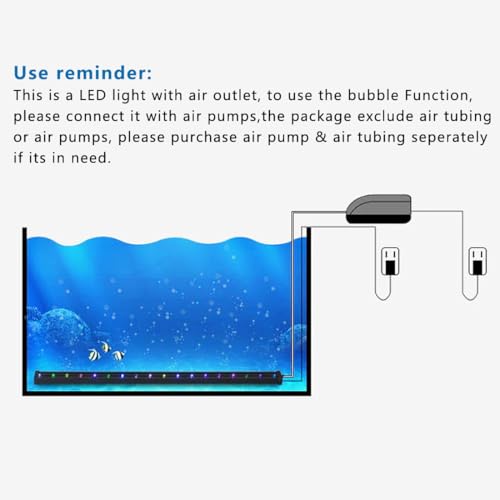 PULACO 2W Aquarium Fish Tank Air Stone with Automatic Color Changing LED Light (Length -10" for Small Fish Tank) for Aquarium Air Pump