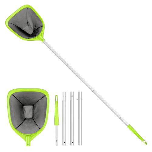 Mowend Swimming Pool Skimmer Net 57 inches, Leaf Rake Net with 4 Section Telescopic Aluminum Pole for Fast Cleaning Ponds, Hot Tub, and Spas, Pool Cleaner Supplies and Accessories - color: Green, size: Pool Skimmer Net 57 inches