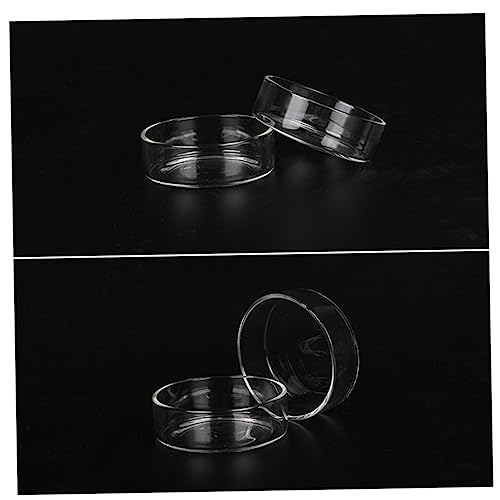 Kisangel 3pcs Round Glass Shrimp Feeding Dish Crystal Shrimp Food Basin for Aquarium Durable Feeder Bowl for Fish and Reptiles Tank Ornament and Supplies - size: Size 1