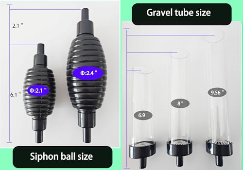 7ft Aquarium Gravel Vacuum Cleaner - Hand Pump Siphon Water Changer for Fish Tank Cleaning Gravel & Sand - size: 7ft