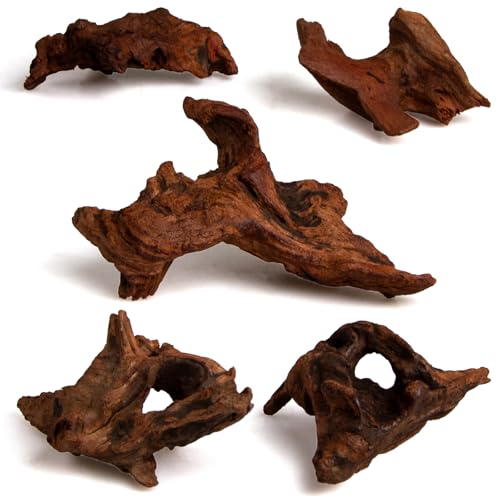 emours Natural Driftwood Small Aquarium Driftwood, 46", Natural Twisted Branches, Low-Tannin, Great for Shrimp/Betta & Nano Aquascapes, Also for Reptile Terrariums (5pcs Pack)