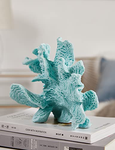 HAUCOZE Coral Decor Ocean Sculpture Statue Modern Home Art Table Centerpiece Gift for Living Room Bookshelf Polyresin 9.4 Inch