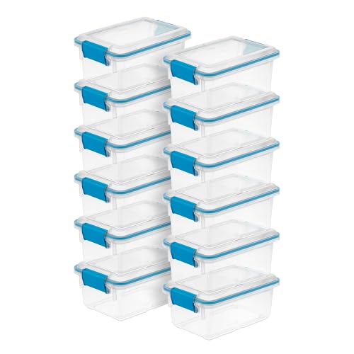Sterilite 12-Pack Gasket Box, Weather-Resistant Storage Bins with Latching Lids, 7.5 Quart - Heavy-Duty Organizing Containers for Closet, Bathroom, and Office - size: 7.5 Quart, style: 12 Pack
