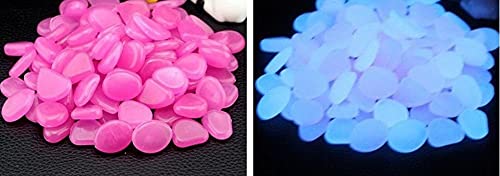 340PCS Glow Stone Glowing in The Dark Pebbles Outdoor Decor Fish Tank Gravel Rocks Decoration (Pink in Daytime, Purple in The Dark) - color: Purple, size: 340