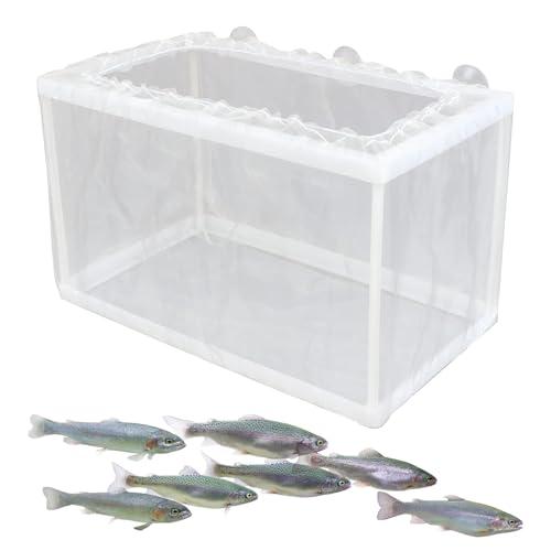 Hatchery Net Box – White Nylon Isolation Chamber, Breeding Container for Aquatic Fry, Tank Divider with Suction Cups | Secure Separation Setup Supporting Safe Growth Inside Aquarium Environments - size: Large