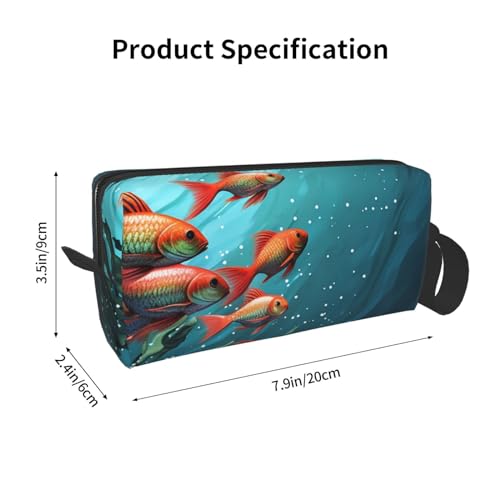OUSIKA Fish Aquarium Cosmetic Bags for Women Portable Makeup Bag Travel Storage Bag Daily Receive Bag Large Capacity Toiletry Bag