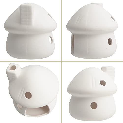 Aquarium Decor Ceramic Mushroom House Ornament Fish Tank Landscape Decoration Pottery Hide Cave Habitat Hut Small Shrimp for Goldfishes to Rest Breed Hiding (White) - color: White a
