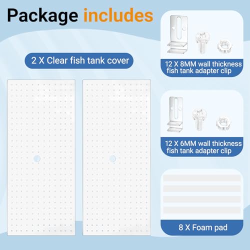 Colingmill 2 Pcs Aquarium Acrylic Fish Tank Lid Covers for 20/29/37 Gallon, 29 X12 in Glass Cuttable Canopy Top Net, Anti-Jump Net with Clips (Each 29 x 12 x 0.1in) - size: 29 x 12 Inch