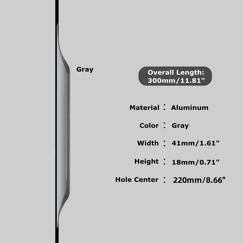 5 Pack Grey Finger Pulls for Cabinets, Streamlined Long Concealed Handle for Home Kitchen Door Drawer Cabinet, Mount Finger Edge Tab Pull Aluminum (Brushed Gray,300mm/11.81" Overall Length) - color: Gray, size: 300mm/11.81" Overall Length
