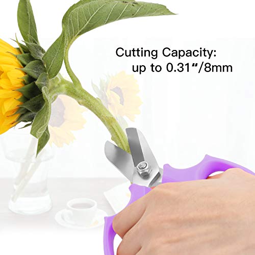 Housolution Flower Scissors, Strong Floral Shears, Premium Steel Garden Pruning Shears Floral Fruits Leaf Scissors Hand Pruner Snip Trimming Tool for Gardening Flower Arrangement, Purple - color: Purple, size: 1 Pack